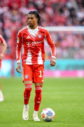 Michael Olise FC Bayern München in action, am Ball, Einzelaktion waehrend des spiels der Bundesliga zwischen FC Bayern München und VfB Stuttgart, Allianz Arena am 19 April 2026 in München, Germany Photo by Harry Langer DeFodi Images Michael Olise FC Bayern München controls the Ball during the Bundesliga match between FC Bayern München and VfB Stuttgart at Allianz Arena on April 19, 2026 in München, Germany Photo by Harry Langer DeFodi Images DFL regulations prohibit any use of photographs as image sequences and or quasi video Photo by Harry Langer DeFodi Images DFL regulations prohibit any use of photographs as image sequences and or quasi video