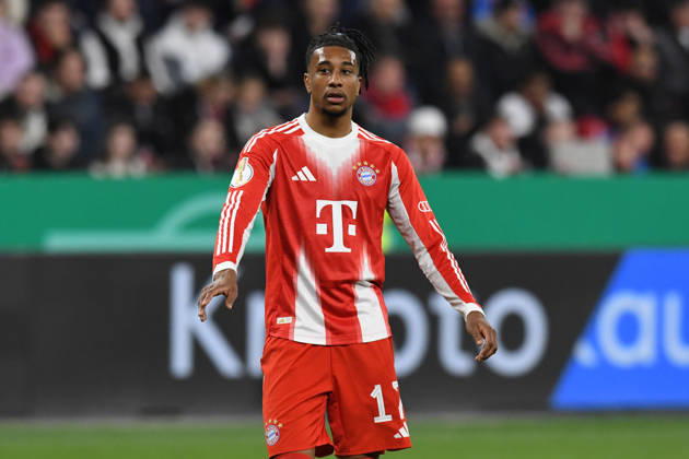 Michael Olise FC Bayern Muenchen, 17 gestures GER, Bayer 04 Leverkusen vs FC Bayern Muenchen, Football, DFB Pokal Semi-Final, Season 2025 2026, 22 04 2026 DFL REGULATIONS PROHIBIT ANY USE OF PHOTOGRAPHS AS IMAGE SEQUENCES AND OR QUASI VIDEO GER, Bayer 04 Leverkusen vs FC Bayern Muenchen, Football, DFB Pokal Semi-Final, Season 2025 2026, 22 04 2026 Leverkusen Copyright: xEibner-Pressefoto ThomasxThienelx EP_TTL