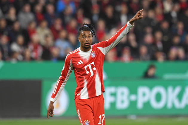Michael Olise FC Bayern Muenchen, 17 gestures GER, Bayer 04 Leverkusen vs FC Bayern Muenchen, Football, DFB Pokal Semi-Final, Season 2025 2026, 22 04 2026 DFL REGULATIONS PROHIBIT ANY USE OF PHOTOGRAPHS AS IMAGE SEQUENCES AND OR QUASI VIDEO GER, Bayer 04 Leverkusen vs FC Bayern Muenchen, Football, DFB Pokal Semi-Final, Season 2025 2026, 22 04 2026 Leverkusen Copyright: xEibner-Pressefoto ThomasxThienelx EP_TTL