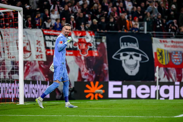 Maarten Vandevoordt RB Leipzig, 26 Jubel, Torjubel, jubilates over goal to 2 0 after submission, RB Leipzig vs 1 FC Union Berlin, Football, 1 Bundesliga, 31 Matchday, Season 2025 2026, 24 04 2026,¨ DFL REGULATIONS PROHIBIT ANY USE OF PHOTOGRAPHS AS IMAGE SEQUENCES AND OR QUASI VIDEO,¨ RB Leipzig vs 1 FC Union Berlin, Football, 1 Bundesliga, 31 Matchday, Season 2025 2026, 24 04 2026 Leipzig Copyright: xEibner-Pressefoto LauraxRoemerx EP_LRR