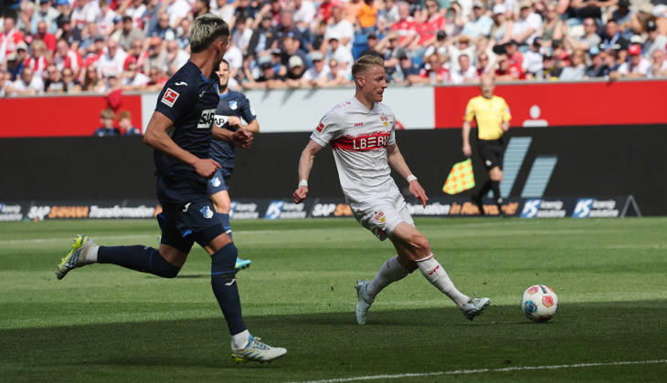 Sinsheim , Bundesliga TSG 1899 Hoffenheim vs VfB Stuttgart , Chris Führich VfB
