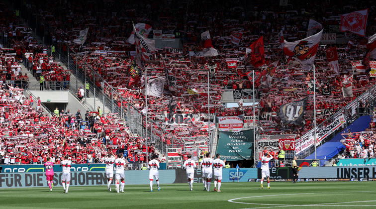 Sinsheim , Soccer Bundesliga TSG 1899 Hoffenheim vs VfB Stuttgart , the Stuttgart fans in front of their fan curve