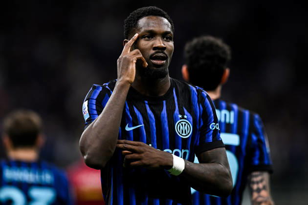 Marcus Thuram of FC Internazionale celebrates after scoring the goal of 1-0 during the Serie A 2025 2026 football match between FC Internazionale and Parma Calcio at San Siro stadium in Milano (Italy), May 3, 2026. andreaxstaccioli