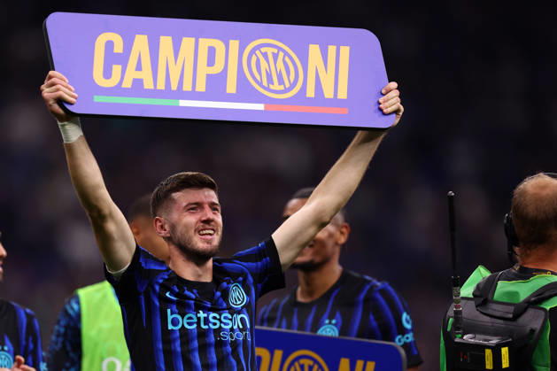 Serie A Fc Internazionale - Parma Calcio Petar Sucic of Fc Internazionale celebrates the championship Serie A victory after the Serie A match beetween Fc Internazionale and Parma Calcio at Stadio Giuseppe Meazza on May 3 2026 in Milan Italy . Milano Stadio Giuseppe Meazza Italy Copyright: xMarcoxCanonierox