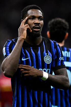 Marcus Thuram of FC Internazionale celebrates after scoring the goal of 1-0 during the Serie A 2025 2026 football match between FC Internazionale and Parma Calcio at San Siro stadium in Milano (Italy), May 3, 2026. andreaxstaccioli