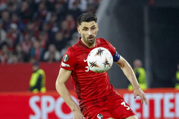 Vincenzo Grifo SC Freiburg, 32 on the ball , Germany, Football, UEFA Europa League, Semifinal, 2025 2026, SC Freiburg vs Sporting Braga, 07 05 2026, Freiburg im Breisgau Europa Park Stadium Germany Copyright: xGrantxHubbsx