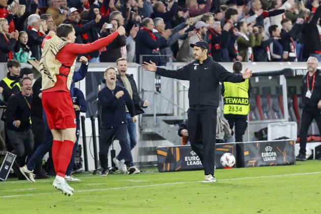 Julian Schuster SC Freiburg, Coach after final whistle , Germany, Football, UEFA Europa League, Semi-final, 2025 2026, SC Freiburg vs Sporting Braga, 07 05 2026, Freiburg im Breisgau Europa Park Stadium Germany Copyright: xGrantxHubbsx