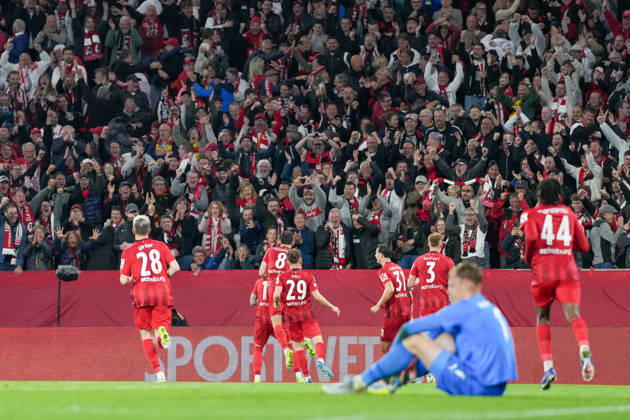 Goal celebration, emotions, goal shot, goal, goal success, goal, goal, Germany, football, UEFA Europa League, semi-final, second leg, 2025 2026, SC Freiburg vs SC Braga, 07 05 2026, Europa Park Stadion, Freiburg Freiburg Europa Park Stadion Baden Württemberg Germany Copyright: xArnexAmbergx