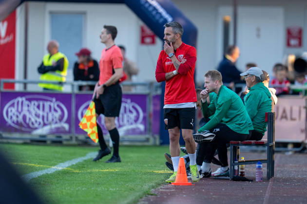 Soccer Mens Regionalliga Bayern Season 2025 2026 33 Matchday 08 05 2026 TSV Buchbach Viktoria Aschaffenburg SMR Arena Kevin Hingerl of TSV Buchbach reacts to the action Buchbach SMR Arena Bavaria Germany