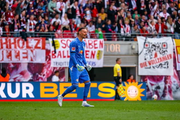 Maarten Vandevoordt RB Leipzig, 26 cheers, goal celebration, cheers over goal, RB Leipzig vs FC St Pauli, Football, 1 Bundesliga, 33 Matchday, Season 2025 2026, 09 05 2026,¨ DFL REGULATIONS PROHIBIT ANY USE OF PHOTOGRAPHS AS IMAGE SEQUENCES AND OR QUASI VIDEO,¨ RB Leipzig vs FC St Pauli, Football, 1 Bundesliga, 33 Matchday, Season 2025 2026, 09 05 2026 Leipzig Copyright: xEibner-Pressefoto LauraxRoemerx EP_LRR
