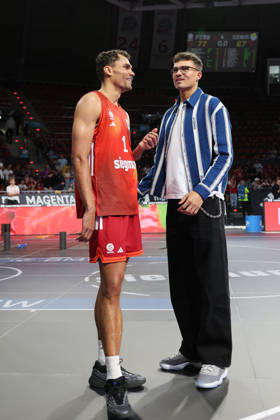 Oscar da Silva FC Bayern Basketball, 01 with his brother, the NBA player Tristan da Silva Orlando Magic , GER, FC Bayern Basketball vs EWE Baskets Oldenburg, Basketball, easycredit Basketball Bundesliga, 34 Matchday, Season 2025 2026, 10 05 2026, GER, FC Bayern Basketball vs EWE Baskets Oldenburg, Basketball, easycredit Basketball Bundesliga, 34 Matchday, Season 2025 2026, 10 05 2026 Muenchen Copyright: xEibner-Pressefoto JennixMaulx EP_JML