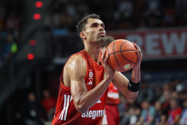 Oscar da Silva FC Bayern Basketball, 01 on free throw, GER, FC Bayern Basketball vs EWE Baskets Oldenburg, Basketball, easycredit Basketball Bundesliga, 34 Matchday, Season 2025 2026, 10 05 2026, GER, FC Bayern Basketball vs EWE Baskets Oldenburg, Basketball, easycredit Basketball Bundesliga, 34 Matchday, Season 2025 2026, 10 05 2026 Munich Copyright: xEibner-Pressefoto JennixMaulx EP_JML