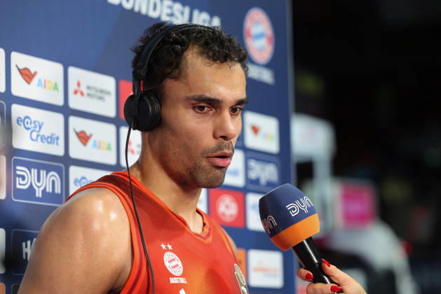 Oscar da Silva FC Bayern Basketball, 01 in post-match interview, GER, FC Bayern Basketball vs EWE Baskets Oldenburg, Basketball, easycredit Basketball Bundesliga, Matchday 34, Season 2025 2026, 10 05 2026, GER, FC Bayern Basketball vs EWE Baskets Oldenburg, Basketball, easycredit Basketball Bundesliga, Matchday 34, Season 2025 2026, 10 05 2026 Munich Copyright: xEibner-Pressefoto JennixMaulx EP_JML