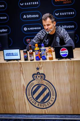Club s head coach Ivan Leko pictured during a press conference, PK, Pressekonferenz of Belgian soccer team Club Brugge KV, Friday 15 May 2026 in Brugge, regarding their lasts games of the Champion s Play-Off (PO 1) competition of the Jupiler Pro League. KURTxDESPLENTER  x173965603x