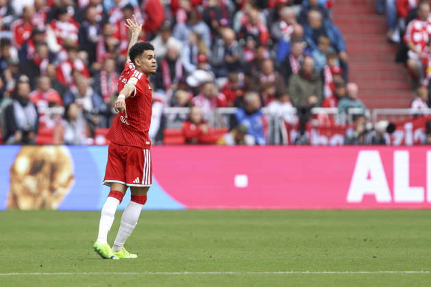 Luis Diaz FC Bayern Munich gestures, gestures during the Bundesliga match between FC Bayern Munich and 1 FC Köln, Allianz Arena on May 16, 2026 in Munich, Germany Photo by Oliver Kaelke DeFodi Images Luis Diaz FC Bayern Munich gestures during the Bundesliga match between FC Bayern Munich and 1 FC Köln at Allianz Arena on May 16, 2026 in Munich, Germany Photo by Oliver Kaelke DeFodi Images DFL regulations prohibit any use of photographs as image sequences and or quasi video Photo by Oliver Kaelke DeFodi Images