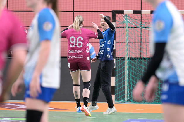 Sara Suba TusSies Metzingen, 77 in goal Cheers after her goal TusSies Metzingen vs Sport Union Neckarsulm , Handball, Alsco HBF, 5 Play Off League Matchday, Season 2025 2026, 16 05 2026 TusSies Metzingen vs Sport Union Neckarsulm , Handball, Alsco HBF, 5 Play Off League Matchday, Season 2025 2026, 16 05 2026 Tuebingen Copyright: xEibner-Pressefoto TobiasxBaurx EP_TBR