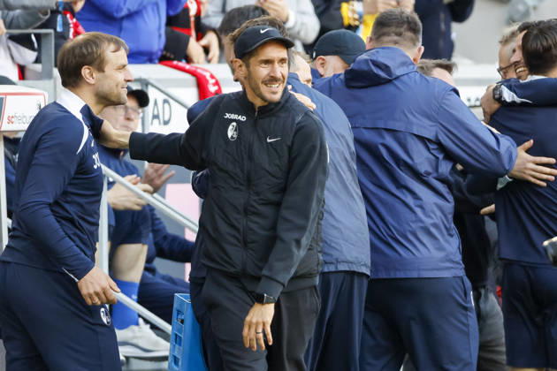 Julian Schuster SC Freiburg, Coach after the match , Germany, Soccer, 1 Bundesliga, Matchday 34, 2025 2026, SC Freiburg vs RB Leipzig, 16 05 2026, Freiburg im Breisgau Europa Park Stadion Baden Württemberg Germany Copyright: xGrantxHubbsx