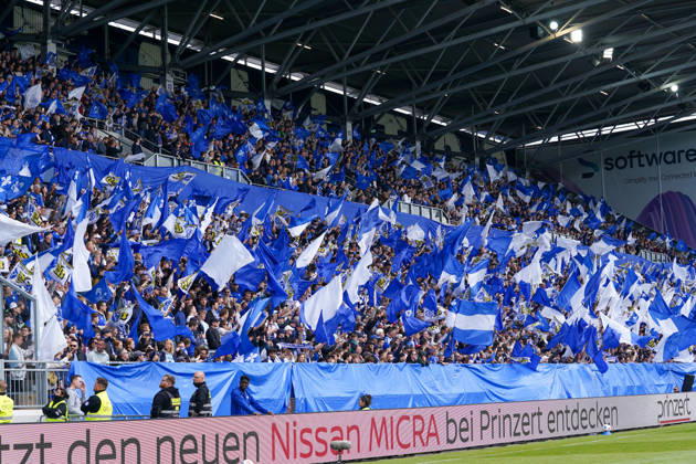 Germany Soccer 2 Liga 2025 2026, 34 Matchday SV Darmstadt 98 vs SC Paderborn 07 Merck Stadion am Böllenfalltor Darmstadt Spectators, fans, stands, flag, banner, banner, choreography, fan choreography, Copyright: xTobiasxWentzellx
