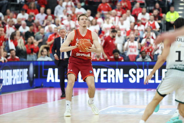 Justuz Hollatz FC Bayern Basketball, 21 , GER, FC Bayern Basketball vs Vet Concept Gladiators Trier, Basketball, easycredit Basketball Bundesliga, Playoffs, Quarterfinals, Season 2025 2026, 19 05 2026, GER, FC Bayern Basketball vs Vet Concept Gladiators Trier, Basketball, easycredit Basketball Bundesliga, Playoffs, Quarterfinals, Season 2025 2026, 19 05 2026 Muenchen Copyright: xEibner-Pressefoto JennixMaulx EP_JML
