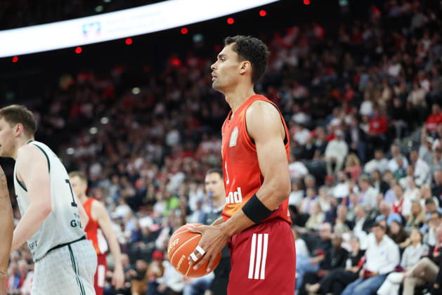 Oscar da Silva FC Bayern Basketball, 01 with ball, GER, FC Bayern Basketball vs Vet Concept Gladiators Trier, Basketball, easycredit Basketball Bundesliga, Playoffs, Quarterfinals, 2025 2026 season, 19 05 2026, GER, FC Bayern Basketball vs Vet Concept Gladiators Trier, Basketball, easycredit Basketball Bundesliga, Playoffs, Quarterfinals, 2025 2026 season, 19 05 2026 Munich Copyright: xEibner-Pressefoto JennixMaulx EP_JML
