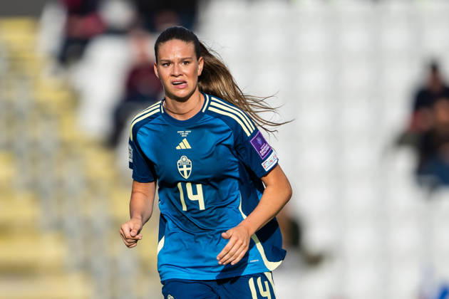 260605 Bella Andersson of Sweden during the FIFA Women™s World Cup Qualifier football match between Denmark and Sweden on June 5, 2026 in Odense Photo Ludvig Thunman BILDBYRAN code LT LT0798 fotboll football soccer fotball vm kval kval fifa womens world cup qualifier qualifier danmark sverige sweden denmark dam bbeng Copyright: LUDVIGxTHUNMAN BB260605LT048