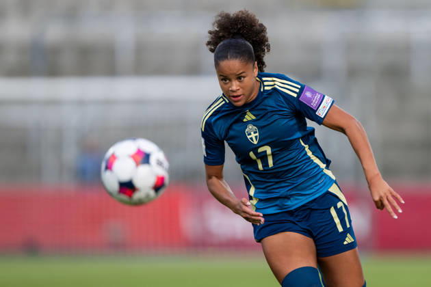 260605 Felicia Schröder of Sweden during the FIFA Women™s World Cup Qualifier football match between Denmark and Sweden on June 5, 2026 in Odense Photo Ludvig Thunman BILDBYRAN code LT LT0798 fotboll football soccer fotball vm kval kval fifa womens world cup qualifier qualifier danmark sverige sweden denmark dam bbeng  Copyright: LUDVIGxTHUNMAN BB260605LT064