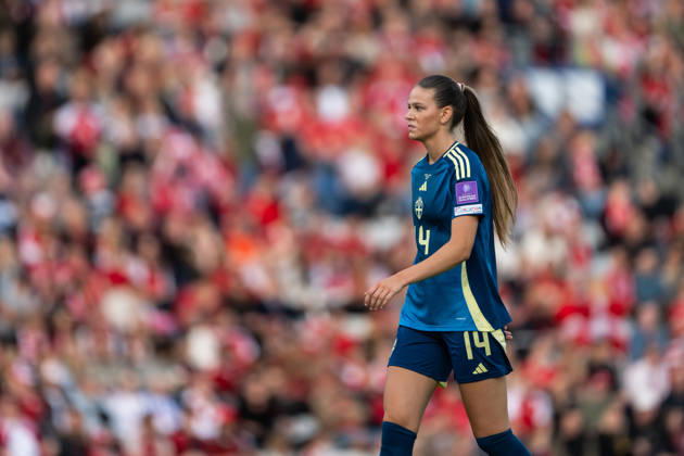 260605 Bella Andersson of Sweden during the FIFA Women™s World Cup Qualifier football match between Denmark and Sweden on June 5, 2026 in Odense Photo Ludvig Thunman BILDBYRAN code LT LT0798 fotboll football soccer fotball vm kval kval fifa womens world cup qualifier qualifier danmark sverige sweden denmark dam bbeng Copyright: LUDVIGxTHUNMAN BB260605LT070