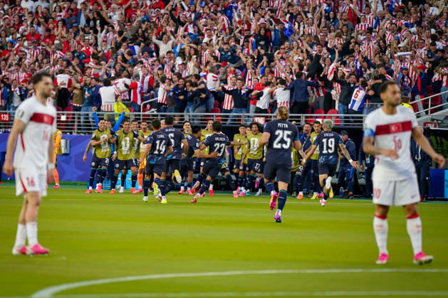 USA Soccer 2026 FIFA World Cup Group Stage Group D Turkey vs. Paraguay Levi’s Stadium, Santa Clara, San Francisco Bay Area, Santa Clara County, California Goal and goal celebration for the 1–0 score by Mathias Villasanti Mathias Villasanti, Paraguay, 23 Joy, emotion, celebration,detected_source_language Copyright: xJOERANxSTEINSIEKx