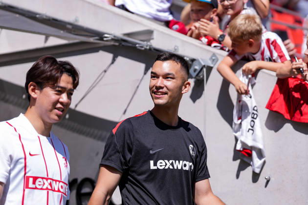 Mio Backhaus, SC Freiburg, Germany, Soccer, Bundesliga 1, 2026–2027, SC Freiburg, Open Practice, July 12, 2026, Europa-Park Stadium, Freiburg, Freiburg, Europa-Park Stadium, Baden-Württemberg, Germany Copyright: xArnexAmbergx