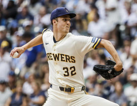 Milwaukee Brewers starting pitcher Jacob Misiorowski throws in the first inning of the MLB, Baseball Herren, USA game between the New York Mets and the Milwaukee Brewers at American Family Field in Milwaukee, Wisconsin on Monday July 20, 2026.  MIL20260720802 TANNENxMAURY