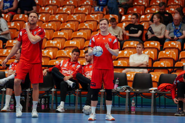 2 Handball Bundesliga 32 Matchday Dessau Roßlauer HV 06 SG BBM Bietigheim Till Hermann SG BBM Bietigheim, 41 at the Warming at 22 05 2026 in Anhalt Arena, Dessau Rosslau Saxony Anhalt Dessau Rosslau Anhalt Arena Dessau Saxony Anhalt Germany
