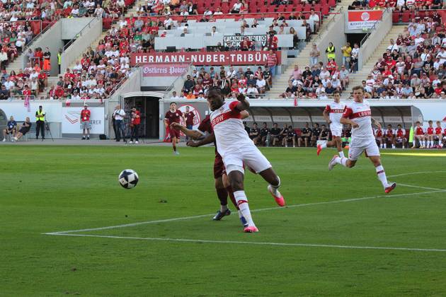 July 29, 2026 xmgoodx Offenbach am Main, Pluto Stadium at Bieberer Berg Anniversary Match: Kickers Offenbach OFC vs. VfB Stuttgart Maximilian Schmid 9, OFC vs. Dan Axel Zagadou VfB