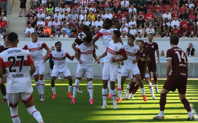 July 29, 2026 xmgoodx Offenbach am Main, Pluto Stadium at Bieberer Berg Anniversary Match: Kickers Offenbach OFC vs. VfB Stuttgart Dan Axel Zagadou VfB
