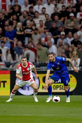 AMSTERDAM: AFC Ajax Amsterdam midfielder Oscar Gloukh and FK Vojvodina forward Aleksa Vukanovic during the Conference League match between AFC Ajax and FK Vojvodina at the Johan Cruijff ArenA on July 30, 2026, in Amsterdam, the Netherlands. Photo by DeFodi Images