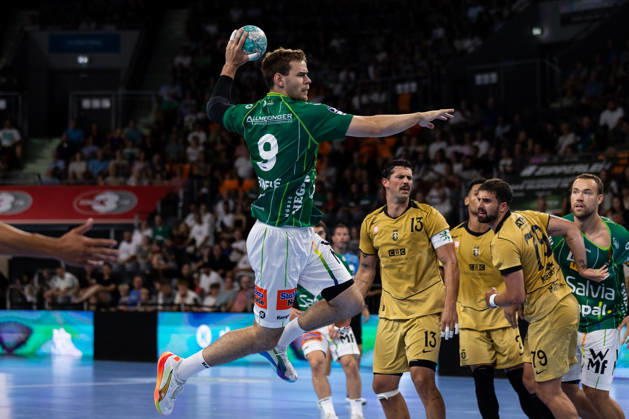 Max BENEKE, FRISCH AUF Goeppingen, scores a goal in the 9th minute, action, shot on goal, GER, FRISCH AUF Goeppingen vs. Sporting Lisbon, handball, preseason friendly, 2026–2027 season, August 2, 2026, GER, FRISCH AUF Goeppingen vs. Sporting Lisbon, handball, preseason friendly, 2026–2027 season, August 2, 2026, Neu Ulm Copyright: xEibnerxPressefoto OliverxSchmidtx EP_OST