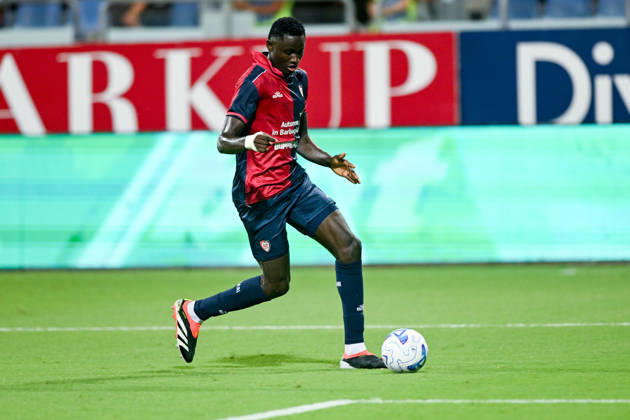 Cagliari s Paul Mendy in action during the Serie A soccer match between Cagliari Calcio and Nice at the Unipol Domus in Cagliari, Sardinia - Saturday 8th august 2026. - Soccer Copyright: x ®xGianlucaxZuddas LaPressex