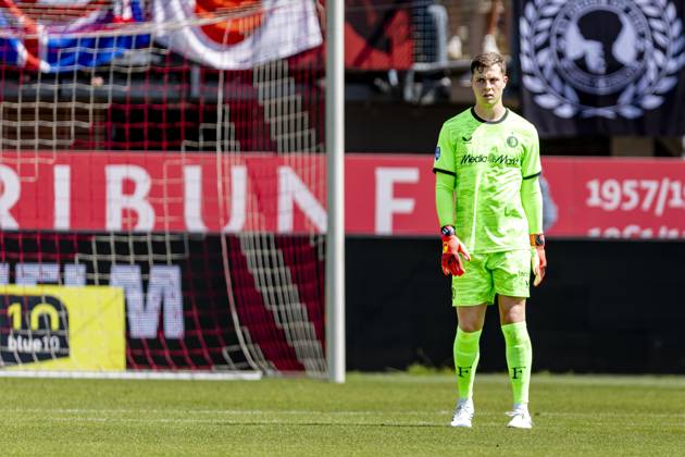 ROTTERDAM SC Feyenoord Rotterdam goalkeeper Tjark Ernst during the Vriendenloterij Eredivisie match between Sparta and Feyenoord at Stadion Het Kasteel on August 9, 2026, in Rotterdam, the Netherlands. Photo by DeFodi Images