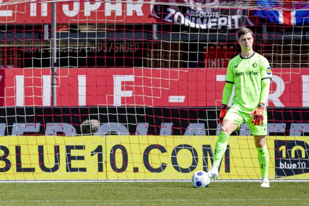 ROTTERDAM SC Feyenoord Rotterdam goalkeeper Tjark Ernst during the Vriendenloterij Eredivisie match between Sparta and Feyenoord at Stadion Het Kasteel on August 9, 2026, in Rotterdam, the Netherlands. Photo by DeFodi Images