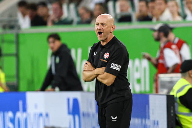 Coach Torsten Lieberknecht, 1. FC Kaiserslautern, 2026–2027 Bundesliga season, VfL Wolfsburg vs. 1. FC Kaiserslautern at the Volkswagen Arena in Wolfsburg; soccer, man, men, Germany, August 8, 2026