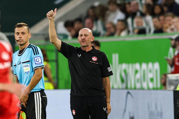 Coach Torsten Lieberknecht, 1. FC Kaiserslautern, 2026–2027 Bundesliga season, VfL Wolfsburg vs. 1. FC Kaiserslautern at the Volkswagen Arena in Wolfsburg; soccer, man, men, Germany, August 8, 2026