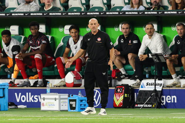 Coach Torsten Lieberknecht, 1. FC Kaiserslautern, 2026–2027 Bundesliga season, VfL Wolfsburg vs. 1. FC Kaiserslautern at the Volkswagen Arena in Wolfsburg; soccer, man, men, Germany, August 8, 2026