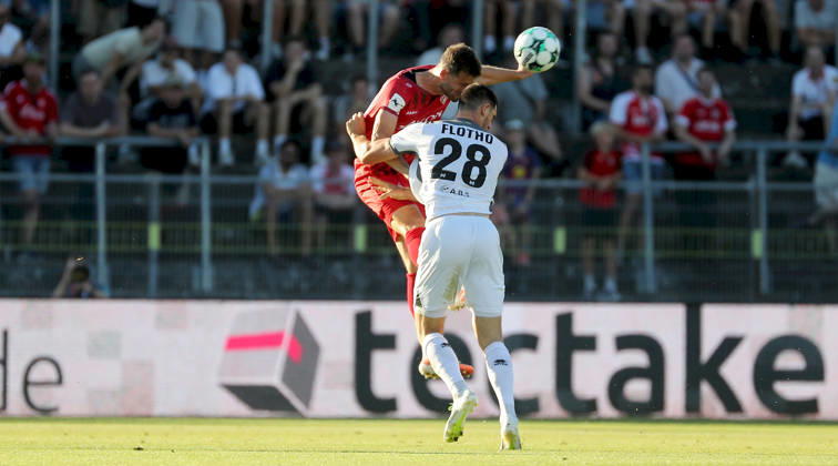 August 14, 2026, xfsx, Men s, Soccer, 2026–2027 Season, 3rd Division, Matchday 2: FC Würzburger Kickers vs. SV Wehen Wiesbaden; from left: Daniel Haegele (FC Würzburger Kickers), Moritz Flotho (SV Wehen Wiesbaden); Würzburg, AKON ARENA, Bavaria, Germany