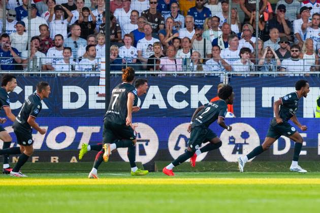 VELSEN-ZUID , 14-08-2026 , BUKO Stadion , season 2026 2027 , Dutch Eredivisie football , match between Telstar and Sparta Rotterdam , Picture shows Sparta celebrating the 0-1 Telstar - Sparta  x205709872x Copyright: