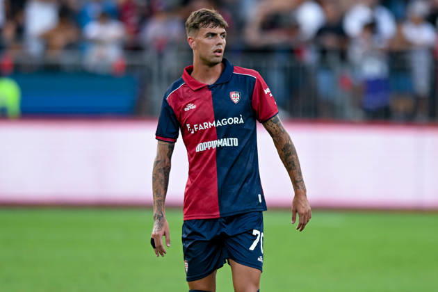 Cagliari s Daniel Maldini in action during the Coppa Italia Frecciarossa soccer match between Cagliari Calcio and Arezzo at the Unipol Domus in Cagliari, Sardinia - Friday 14th august 2026. - Soccer  Copyright: x Â®xGianlucaxZuddas LaPressex