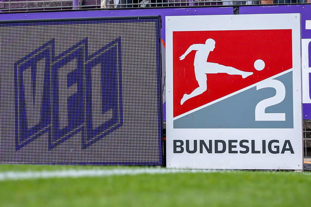 August 15, 2026, xkwix, Soccer, 2. Bundesliga, VfL Osnabrück 1 FC Magdeburg, Stadion an der Bremer Brücke, Matchday 2, 2026–2027 season; VfL logo with 2. Bundesliga symbol on the perimeter board; DFB regulations prohibit any use of photographs as image sequences and or quasi-video; Photo: xKamilxWilkowskixPressefotoKochx; Lower Saxony, Germany