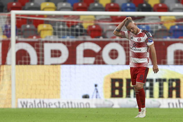 Jorrit Hendrix of Fortuna Düsseldorf looks dejected during the 3. Liga match between Fortuna Düsseldorf and TSG 1899 Hoffenheim II at the Merkur Spiel Arena on August 15, 2026, in Düsseldorf, Germany. Photo by Oliver Kaelke, DeFodi Images. Jorrit Hendrix of Fortuna Düsseldorf looks dejected during the 3. Liga match between Fortuna Düsseldorf and TSG 1899 Hoffenheim II at Merkur Spiel Arena on August 15, 2026 in Düsseldorf, Germany. Photo by Oliver Kaelke, DeFodi Images. DFB and DFL regulations prohibit any use of photographs as image sequences and or quasi-video. Photo by Oliver Kaelke, DeFodi Images.
