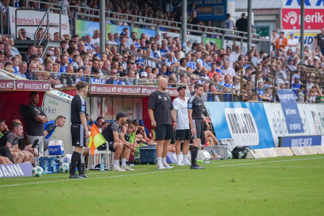 German Soccer, 3rd Division, Matchday 2, Hänsch Arena, SV Meppen vs. SG Sonnenhof Großaspach; Lucas Beniermann, Coach, SV Meppen; Pascal Reinhardt, Coach, SG Sonnenhof Großaspach Copyright: xMichelxWittex