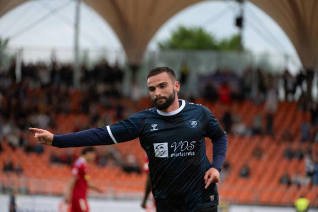 August 15, 2026, GER, Soccer, Regionalliga Nord, Matchday 4, 2026–2027 Season, Oldenburg, Marschweg Stadium, VfB Oldenburg vs. FC Eintracht Norderstedt: Leon DEMAJ (VfB Oldenburg) No. 10 celebrates scoring the 1–0 goal at the Marschweg Stadium in Oldenburg, Lower Saxony, Germany Copyright: xnordphotoxGmbHx xRojahnx