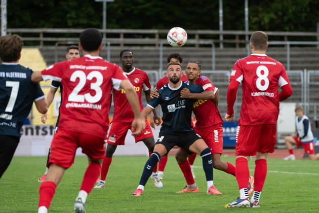August 15, 2026, GER, Soccer, Regionalliga Nord, Matchday 4, 2026–2027 Season, Oldenburg, Marschweg Stadium, VfB Oldenburg vs. FC Eintracht Norderstedt: Drilon DEMAJ of VfB Oldenburg firmly in control in Eintracht’s penalty area. VfB Oldenburg 9, Oldenburg, Marschweg Stadium, Lower Saxony, Germany Copyright: xnordphotoxGmbHx xRojahnx