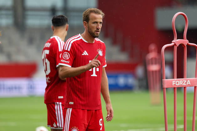 Harry Kane, FC Bayern Munich, 09, gesturing, gesture, body language, GER, Allianz FC Bayern Munich Team Day, soccer, 2026–2027 season, August 17, 2026, GER, Allianz FC Bayern Munich Team Day, soccer, 2026–2027 season, August 17, 2026, Munich Copyright: xEibner-Pressefoto JennixMaulx EP_JML